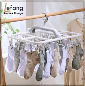 Lefang Laundry Foldable Clip Hangers With Drying Clips Underwear Hanger with Clips Plastic Laundry Clip