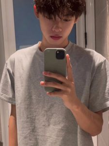 Summer 2024 Mens Loose Fit Short Sleeve T-Shirt Pure Cotton Solid Color American Streetwear Casual Style round Neck Top