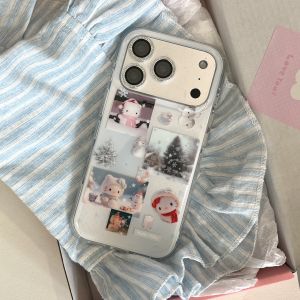 Sanrio | Winter Cute Snowman Hello Kitty Case For iphone 17 16 15 14 Pro Max 17 Pro 16 Pro Silicone Shockproof Cover With Pendant