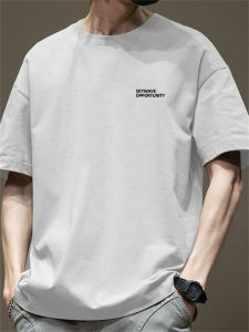 Loose Fit Pure Cotton Short Sleeve Mens T-shirt Black Shoulder-Length Casual Top for Teenagers Fashionable Urban Style