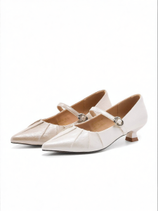 Hotwind | Shallow Flat Folds Trendy Pointed Toe Adjustable Straps Womens Mid-Heel Shoe