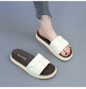 Genuine Leather Soft Bottom Sandals Womens Outdoor Wear Spring New Style Summer Match Skirts Thick Heel Slip-On Shoes