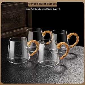 FLOWER MOO | Luxurious Gold Foil Water Kettle Set Heat-Resistant Glass