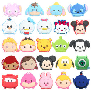 Mesuca | 24Pcs LINE Game Shoe Charms Set Cartoon Clogs Sandals Decoration Shoe Accessories Buckle fit Wristband Bag Friends Party Gift