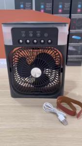 Quạt Phun Sương Tạo Ẩm USB 5 Lỗ Lớn Sạc Lại Được Di Động Để Bàn Đèn Nhiều Màu Sắc Làm Mát Cho Gia Đình