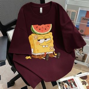 FLICBS | Oversized SpongeBob Cartoon Printed Short Sleeve T Shirt Cotton