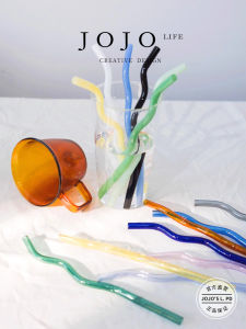 Chọn JOJOS L. PD. Ống Hút Thủy Tinh Nhiều Màu Chịu Nhiệt Độ Cao Có Thể Cong Lại Không Dùng Một Lần Đồ Dùng Ăn Uống