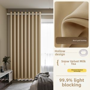 ORIENTAL LAN | Butter Cream Aesthetic Total Blackout Curtains Lightproof Sunscreen
