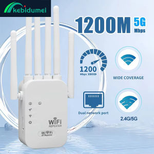 Kebidumei | Kebidumei 1200Mbps Wifi Repeater Dual Band 2.4G 5G Network Range Extender Signal Booster Amplifier 6Antenna Wireless WiFi Router