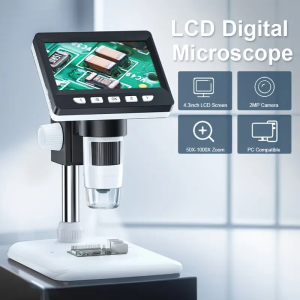 4.3 Digital Microscope 1000X Zoom 2MP HD Electronic Microscopes Camera Coin Magnifier for Soldering Phone Repair 8LEDs PCB