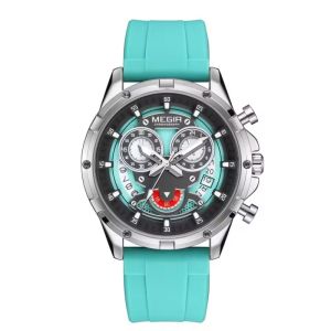 MEGIR 2248 Personalized Cool Mens Quartz Watch Silicone Strap Night Light Fashion Sports Waterproof Timing Watch with Calendar
