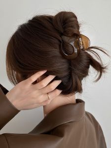 Elegant Pumpkin Shaped Hair Claw Womens New 2025 Unique Design Back of Head Shark Clamp Hair Updo Styling Accessory