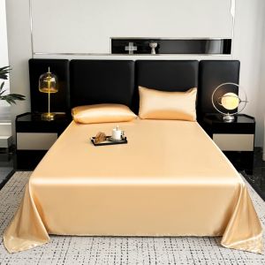 Dansunreve Satin Silk Bed Sheet ice Cooling Flatsheet Luxury Sheet Single/Super Single/Full(Double)/Queen Flat Sheet Pillowcase
