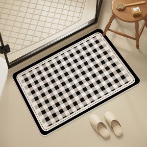 VIKAMA Minimalist Aesthetic Bath Mat Soft Flush Absorbent Non Slip Washable Dorm Bedroom Shower Tub Side Indoor Doormat