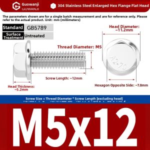 GUWANJI | Stainless Steel Anti-slip and Looseness-proof Hex Screw