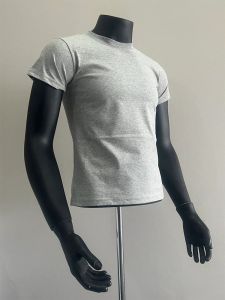 Light Grey American Style Heavyweight Short Sleeve Mens T-Shirt CleanFit Inner Wear Half Sleeve Proper Shoulder Summer Top