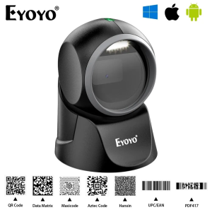 Eyoyo 1D 2D Desktop Barcode Scanner With Automatic Sensing Scanning Omnidirectional USB Wired Hands-Free QR Code Screen Reader