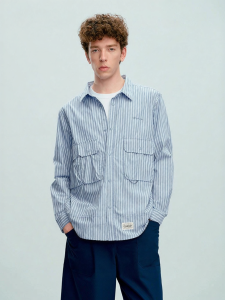Champion | Summer New Trendy Stripe Long Sleeve Shirt Blue