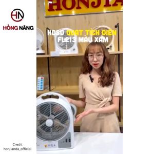 (chính hãng) Quạt sạc tích điện dạng hộp AC&DC 10 inch Honjianda FL213 kèm 1 bình/ 2 bình - có đèn LED & USB