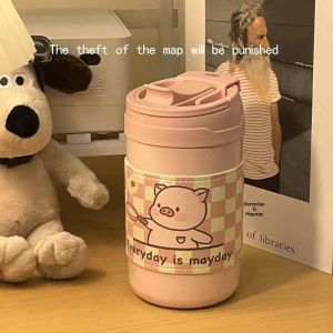 Portable Aesthetic Thermos Cup Straw