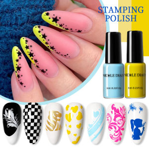 BORN PRETTY NICOLE DIARY 6ml Stamping Nail Art Polish Black White Gold Silver Nail Art Printing Varnish DIY Design for Stamping Plate Nails Painting