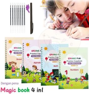 Buku Belajar Menulis Huruf & Angka Free Pena/SANK Magic Book