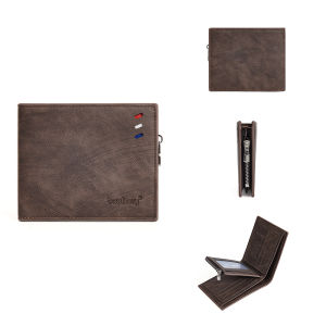 Baellerry Mens Vintage Luxury Leather PU Wallet Zipper Short Money Purse with Coin Pocket ID & Credit Card Holder