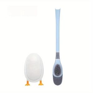 Duck Shape Toilet Bowl Brush with Holder Silicone and Hard Bristles Toilet Cleaning Brushes Bathroom Cleaning Bowl Brush Kit