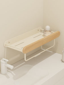 Cream Style Bathroom Shelf Bathroom Shelf Log Toilet Sink Wash Basin Shower Room Wall-Mounted