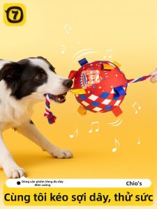 7o | Squeaky Rope Ball Dog Toy