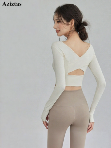 aziztas | Padded Long Sleeve Yoga Top For Running and Fitness