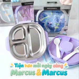 Hộp Đựng Thức Ăn Bằng Thép Không Gỉ Marcus & Marcus - Họa Tiết Tím (2 Tầng)