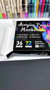 Bộ Bút Dạ Quang Acrylic Hai Đầu - 24/48/72 Màu Sắc Dùng Cho Đá Gỗ Gốm Vải Tranh Vẽ Các Dự Án Nghệ Thuật Tự Làm