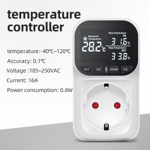 16A Thermostat Socket Multi-Function Temperature Controller Outlet with Timer Switch Sensor Probe Heating Cooling Switch