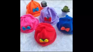 Topi Kupluk Bayi Cewek Kerut Pita ( 0 - 24 Bulan )
