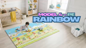 (Mẫu 4) Thảm Parklon Hàn Quốc chính hãng chất liệu PE 1 mặt size nhỏ mẫu Cầu Vồng (Rainbow)