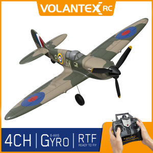 VOLANTEXRC Remote Control Plane Spitefire 400 2.4Ghz 4CH 6-axis Stabilizer System Aircraft One-Key Aerobatic For Beginner RC Airplane Play Air Vehicles 761-12 PNP/RTF
