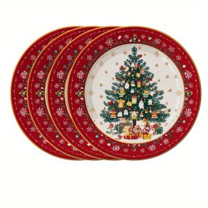 VIKAMA 4PC Winter Solstice Giáng Sinh Bộ Thảm Trải Bàn Hình Bông Tuyết Cây Thông Thiết Kế Polyester Trang Trí Bàn Ăn Cho Tiệc Và Tiệc Tùng