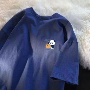 Short Sleeve T-Shirt Men Summer Loose American Print Hong Kong Style Casual Trendy Pure Cotton Top Clothes Heavy Weight Half Sleeve