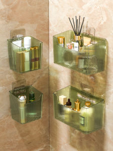 Bathroom Organizer Rack Toothbrush Toothpaste Comb Storage Holder Nordic Style Plastic No Drilling Required Pure Color Design