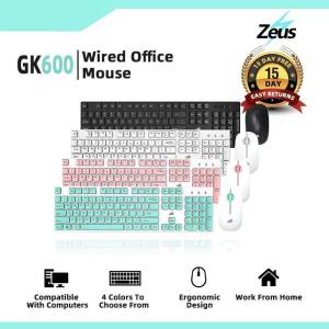Zeus GK-600 Slim 2.4GHz Wireless Keyboard And Mouse Set With USB Receiver For Desktop PC Laptop