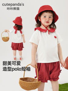 CUTEPANDAS Summer Short Sleeve T-Shirt Baby Girls Polo Shirt Childrens Top Unique Design Comfortable Cotton Casual Wear