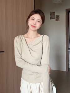 HUOLISI | Apricot Color Loose Thin Knit T-shirt
