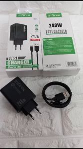Charger untuk Infinix ZERO 30 240W Full Black Dukungan Pengisian Cepat Quick Charge 3.0