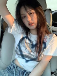 Áo Thun Cotton Cổ Tròn Tay Ngắn Ôm Vừa Vặn Cho Nữ Mùa Hè 2024 Thời Trang Đường Phố Thường Ngày