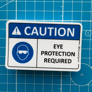 Caution. Eye Protection Required. Eye Goggles Glasses. Premium Sticker Sign Warning Danger Signage Safety Label.