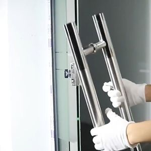 Stainless T-304 H Type handle wood door  glass door ( Pure Stainless steel T-304 )