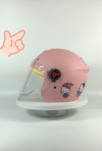 Bunny Pink Half Face Helmet for Kids Children Motorcycle Helmet Adjustable Straps Cute Cartoon Stickers