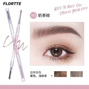 Flortte Double-Ended Ultra-Fine Eyebrow Pencil Natural 3D Waterproof Long-Lasting Color Lock Women Beginner Friendly Eyebrow Makeup