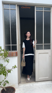 Clouwny Virna Combi Knit Set: Setelan Rok Wanita Premium Knit Fit to XXL Korean Look